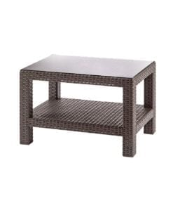 Mesa Centro Tavarúa 70X48 Cm 2 Niv Ratán Vidrio Templado Rey (Bajo pedido)