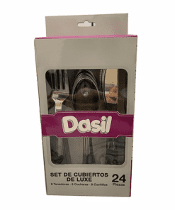 Set De Cubiertos Plásticos Cromados x24 uni. - Dasil