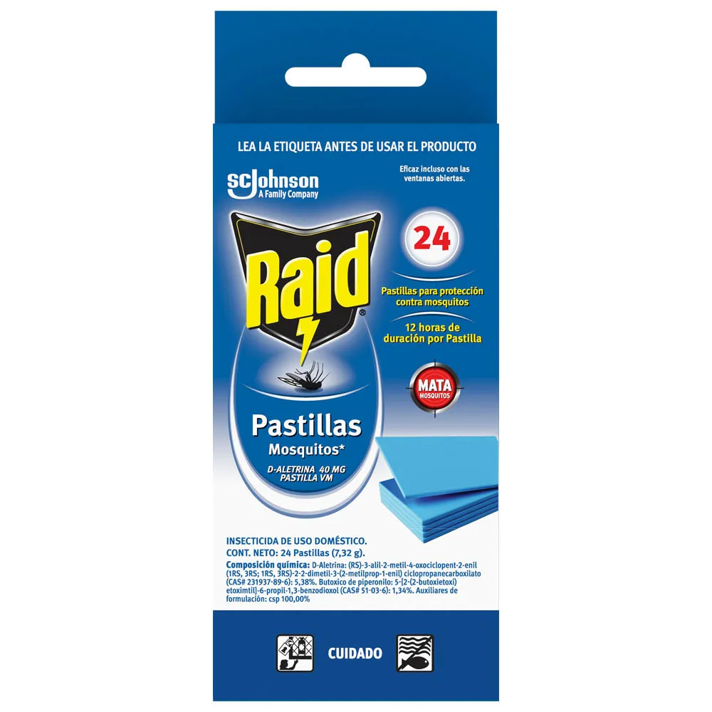 Repelente repuesto x24 pastillas 12 horas - Raid