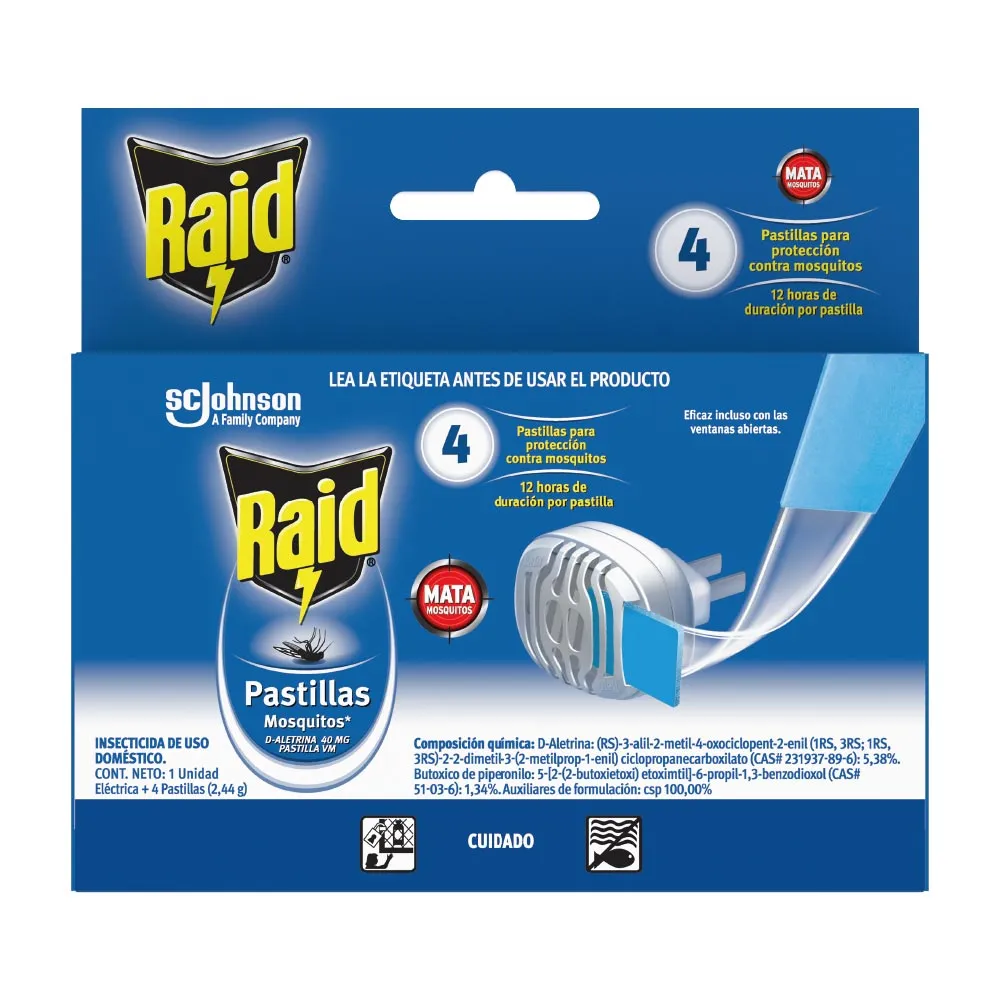 Repelente electrico + 4 Pastillas - Raid