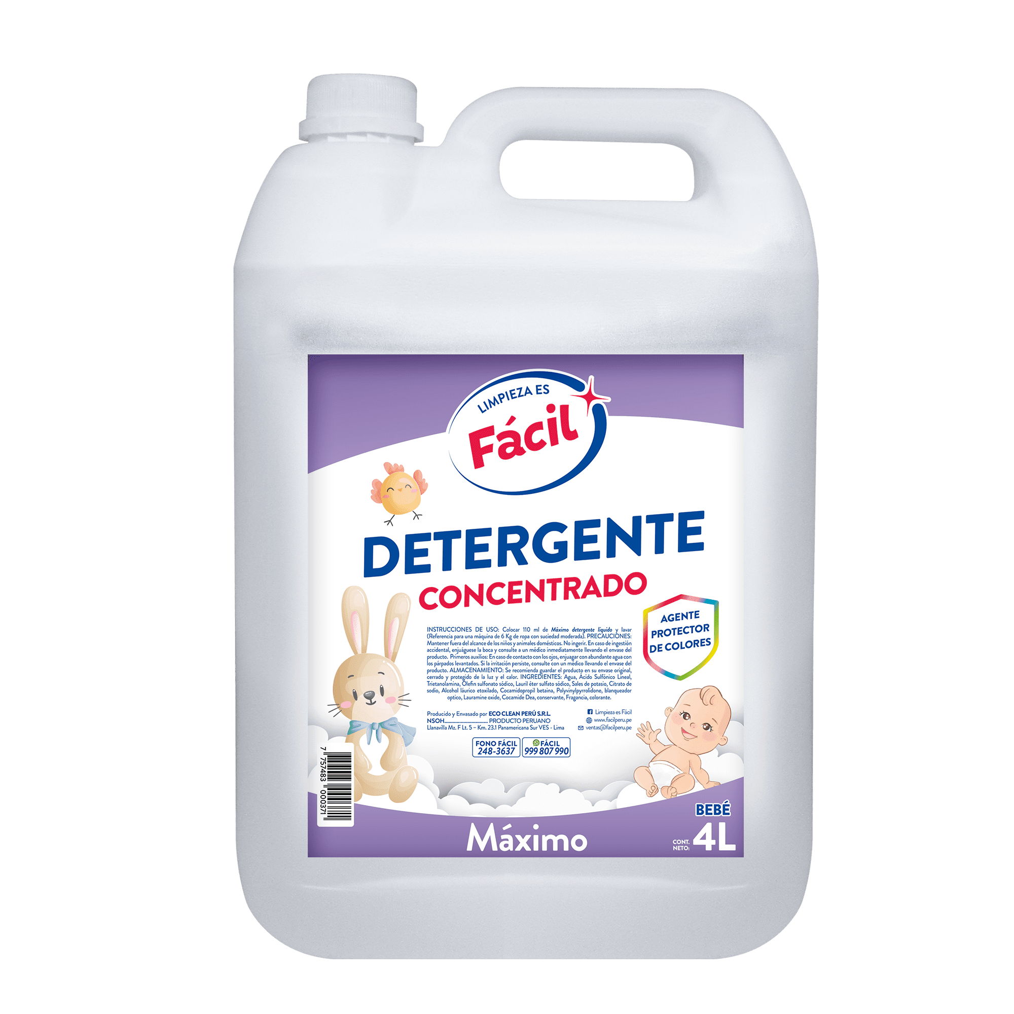 Detergente Líquido 4 Lt. Bebé - Fácil
