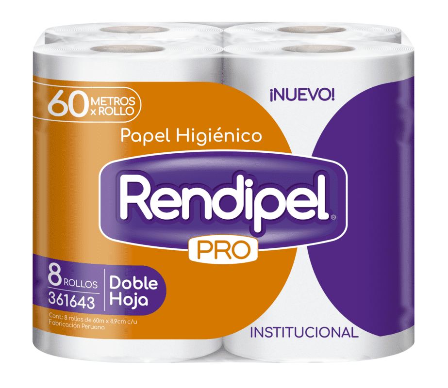 Papel Higiénico Doble Hoja 8x4 60 Mtrs Rendipel Pro Uno Más Uno