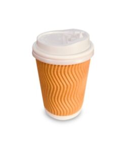 Vaso corrugado 12 oz. con tapa x50 und. - Ineco