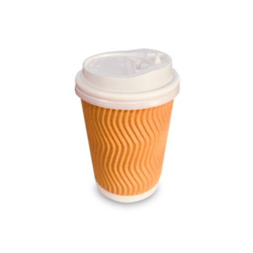 Vaso corrugado 12 oz. con tapa x50 und. - Ineco