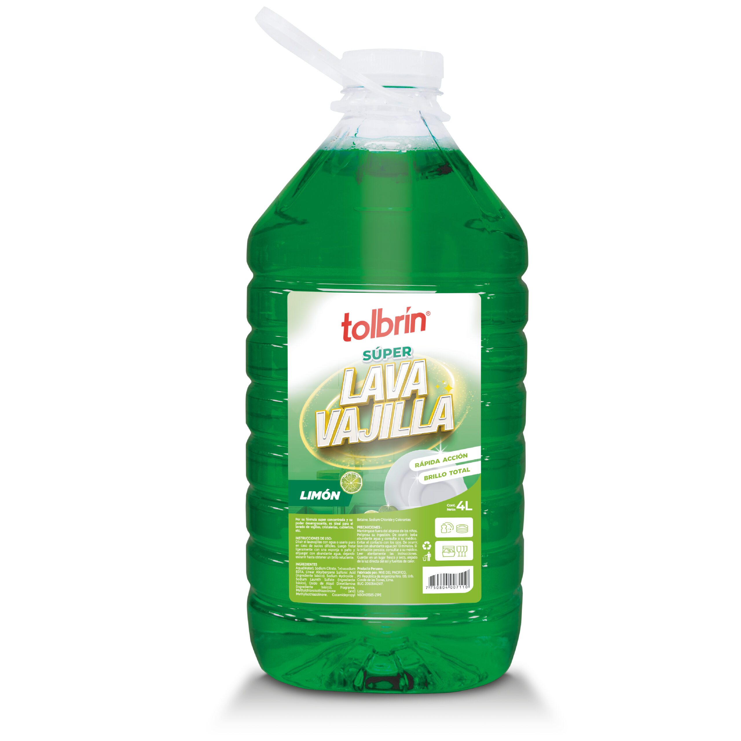 Lavavajilla liquido 4 lt. Limon - Tolbrin